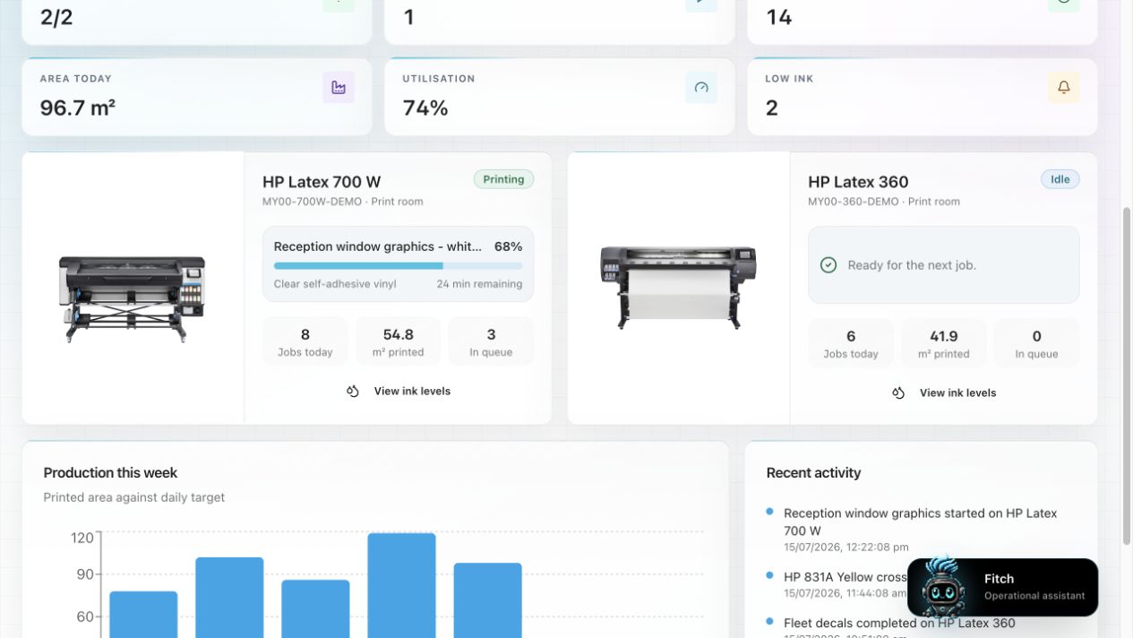 SignBas3 HP PrintOS connector workspace in the light theme