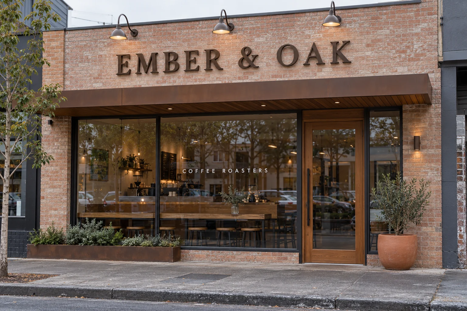 Ember and Oak shopfront signage concept